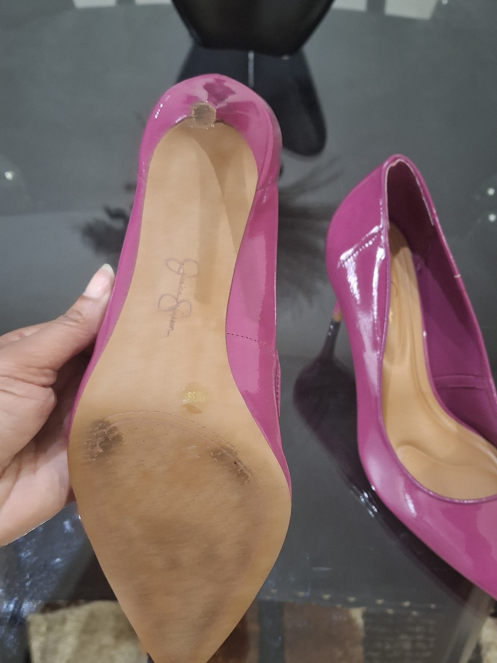 Jessica Simpson Magenta Patent Leather Pointed Toe Pumps